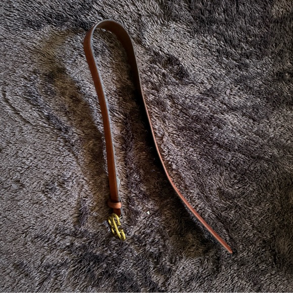 Aritzia Brown Belt with Gold Buckle